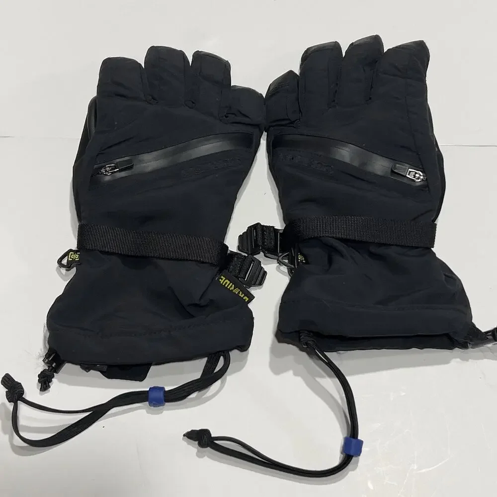 Burton Dryride Gloves Womens Large L Black Winter Snowboard Ski Zipper Pocket